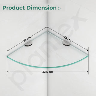 Plantex Glass Corner Shelf for Bathroom/Kitchen Glass Shelf/Glass Corner Shelf for Bathroom (Transparent - 9x9 inches - Pack of 3)