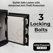 Plantex Safe Locker for Home/55 litre Safety Locker Box with Biometric Fingerprint, Touchscreen & Emergency Key/Tijori with External Power Backup - (Black)
