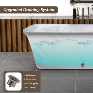 Plantex Freestanding Bathtub For Bathroom/Bath tub for Adults/Deep Soaker Bathtub with Overflow, Popup and Drain Pipe (BSM-219-White-1700mm)