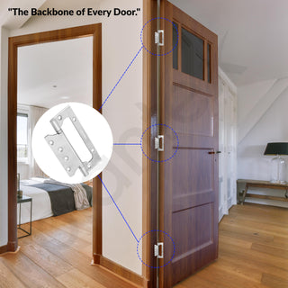 Plantex Butterfly Hinges for Door/Stainless Steel Door Hinges/Non-Mortise Hinges/5 Inch x 14 Gauge Hinges/2.5 mm Hinges for Home/Office/Hotel - Pack of 12 (Chrome)