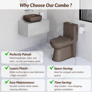 Plantex Ceramic One Piece Commode with Washbasin/Rimless Western Toilet/Bathroom Wash Basin/S Trap Commode for Bathroom - (Choco)