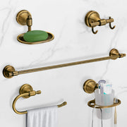 Plantex 304 Grade Stainless Steel Bathroom Accessories Set of 5 - Towel Rod/Hand Napkin Hanger for Wash Basin/Soap Case/Toothbrush Holder/Robe Hook - Niko (Brass Antique)
