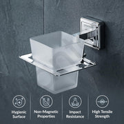 Plantex 304 Grade Stainless Steel Toothbrush Holder/ABS Toothpaste Stand/Tumbler Holder for Bathroom - Decan (Chrome)