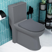 Plantex Platinum Ceramic Rimless Western Commode/Washdown One Piece Western Toilet/Commode for Bathroom with Soft Close Toilet Seat - S Trap Outlet (Smoke)
