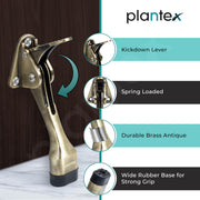 Plantex Door Stopper for Home Hydraulic/Gate Stops for The Door with Rubber Grip 5-Inch Long Door Stopper for The Wooden Door (Pack of 10) Brass Antique