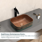Plantex Ceramic Basin/Table Top Wash Basin for Bathroom/Designer Countertop Vessel Sink Basin - Indo-European Collection (16 x 12 x 6 Inch)