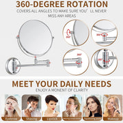 Plantex Premium Brass Magnifying Mirror/Two-Sided 360Ãƒâ€šÃ‚Â° Swivel Shaving Mirror with 5x/1x Magnification/Vanity Mirror for Bathroom (8 Inches-Chrome/Wall Mount)