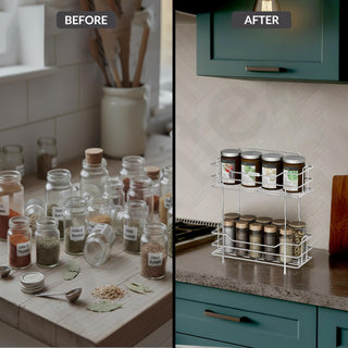Plantex Stainless Steel Kitchen Rack Stand/2-Tier Spice Rack For Kitchen Storage/Multipurpose Masala Stand for Kitchen