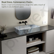 Plantex Ceramic Table Top Wash basin For Bathroom/Hand Wash Sink/Rectangle Countertop Washbasin For Home/Office/Hotel - (Marble White)