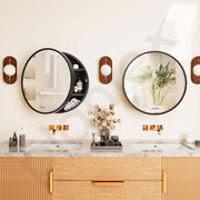 Plantex Aluminium Framed Round Mirror Cabinet for Bathroom/Wash Basin/Heavy-Duty Steel Body Moon Shape Mirror with ShelfÃ¢â‚¬â€œ 20x20 Inch, Black