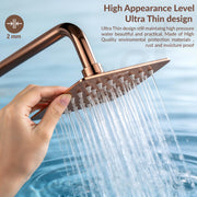 Plantex Stainless Steel Overhead Shower 4 x 4 inch with Water-Saving Technology/High pressure Rain Shower Head without Arm/Bathroom Shower -(Ultra Slim-PVD Rose Gold)
