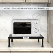 Plantex GI Steel Microwave Oven Stand for Kitchen Platform/Microwave Rack Shelf Organizer for Countertop/Heavy-Duty Metal OTG Rack - Black