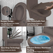 Plantex Ceramic One Piece Commode with Washbasin/Rimless Western Toilet/Bathroom Wash Basin/S Trap Commode for Bathroom - (Choco)