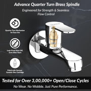 Plantex Pure Brass Bib Cock Water Tap for Bathroom with Water Saving Aerator/Wall Mount Tap for Wash Basin with Teflon Tape & Wall Flange (Chrome)