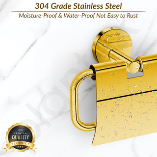Plantex 304 Grade Stainless Steel Toilet Paper Roll Holder for Bathroom/Toilet Paper Holder/Tissue Paper Roll Holder for Bathroom Accessories - Oreo (Gold)