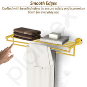Plantex 304 Grade Stainless Steel 24-inch Towel Rack for Bathroom/Towel Stand/Cloth Hanger for Bathroom/Towel Bar/Bathroom Accessories - Oreo (Gold)