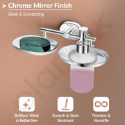 Plantex J4 Stainless Steel Soap Dish with Liquid Dispenser/Soap Stand for Bathroom Wall Mount/Shampoo Dispenser/Bathroom Accessories (Chrome Finish) Onix