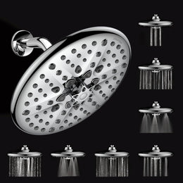 Plantex Abs Shower Head For Bathroom/8 Different Modes Shower Head/Overhead Shower Without Arm/Rain Shower Head For Bathroom - (Chrome)