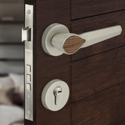 Plantex Heavy Duty Door Lock/Main Door Mortise Lock Handle/Handle Set for Home/Office/Door Accessories - (PT-012, Satin & Wood)