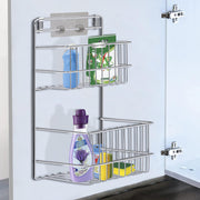Plantex Self Adhesive Shelf/Stainless Steel Bathroom Detergent Holder/Bathroom Organiser Without Drill/Under The Sink Detergent Holder/Multipurpose Shelf (Large ,Chrome)