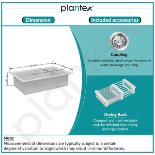 Plantex Quartz Acrylic Kitchen Sink/Undermount Sink for Kitchen with 10 Years Warranty by Plantex/Granite Single Bowl Kitchen Sinks with Coupling (Brun 32x20 Inches)