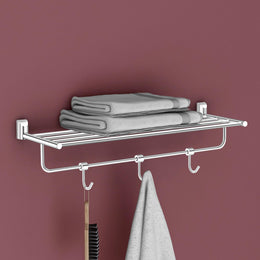 Plantex Smero Pure Brass 24 inch Towel Rack for Bathroom/Towel Stand/Hanger/Towel Holder/Towel Bar/Bathroom Accessories - Superb (Chrome)