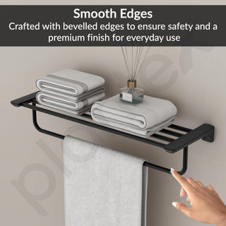 Plantex Space Aluminium Towel Holder in Bathroom/Towel Rod/Bathroom Towel Holder/Bathroom Accessories - Black (24 Inch)