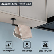 Plantex Stainless Steel Paper Holder/Kitchen Tissue Paper Roll Holder/Wall Mount Towel Stand/Kitchen Accessories - Pack of 1 (Black)