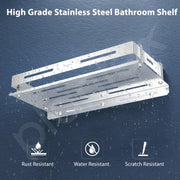 Plantex Bathroom Shelf Rack/Bathroom Organiser/Wall Mounted Stainless Steel Bathroom Shelf with Railings/Wall Shelf for Bathroom/Kitchen/Living - (12 x 5 Inches)