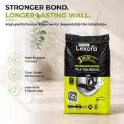 Plantex Lexora Tile Adhesive for Terracotta/Ceramic & Quarry Tiles/Polymer Modified Cement Adhesive for Floor & Wall Tiles Fixing/ Kitchen & Bathroom  Use - 20kg (LX-02, Grey)