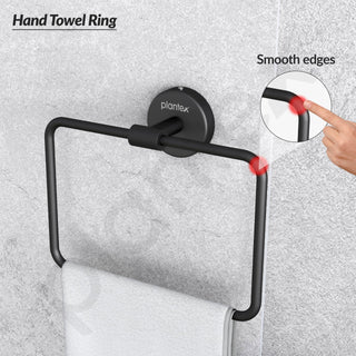 Plantex Stainless Steel Towel Hanger for Wash Basin/Towel Ring/Napkin Hanger for Bathroom/Towel Holder/Bathroom Accessories (Black)
