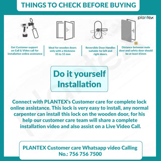 Plantex Aluminium Smart Door Lock/Cylindrical Smart Lock For Wooden Door/Digital Fingerprint Smart Door Lock With 2 Keys For Home/Office/Hotel - (Silver)