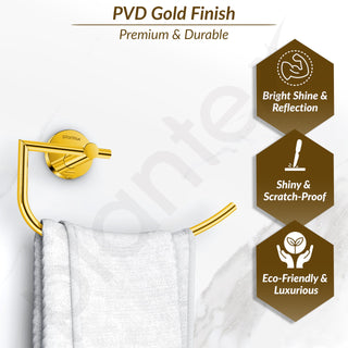 Plantex 304 Grade Stainless Steel Towel Ring/Hand Towel Holder/Towel Hanger for Bathroom/Napkin Holder for Wash Basin/Bathroom Accessories - Oreo (Gold)