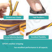 Plantex Window Seal Tape for Perimeter/Door Strip/DIY 3M Self Adhesive/Soundproof & Weatherproof Strip - Pack of 4 (E Shape, 18Feet, Brown)