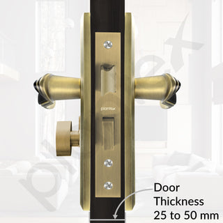 Plantex Heavy-Duty Door Lock Set - Main Door Lock Plate Handle Set/6-Lever Mechanism Mortise Locks with 3 Keys/Brass Locks Body & Cylinder (PTP-09- Brass Antique & Black)