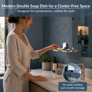 Plantex Double Soap Dish for Bathroom/304 Grade Stainless Steel Soap Holder/Dual Soap Case/Soap Stand/Bathroom Accessories - Pack of 1 (Chrome)