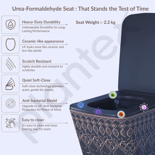 Plantex Ceramic Commode for Toilet/Rimless Washdown Western Toilet/P Trap Commode with Soft Closing Toilet Seat Cover - (LAS04, Blue)