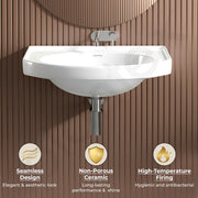 Plantex Ceramic Wallmount Basin for Bathroom/Wall Hung Wash Basin with 10 Years Glaze Warranty by Plantex/Small Basin/Sink for Bathroom (White - 18 X 12 X 8 Inch)