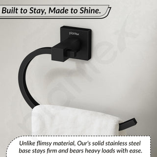 Plantex Stainless Steel Towel Holder for Bathroom/Towel Ring Holder/Napkin Holder for Washbasin/Napkin Ring/Bathroom Accessories – Pack of 1, Aqua (Black)