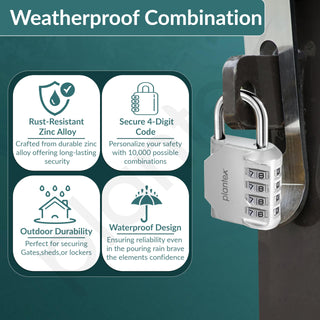 Plantex 4 Digit Combination Number Metal Lock/Zinc Alloy Locks for Luggage/Locks for Travel Bags for Luggage/Locks for Cabin Luggage/Travel Essentials - Pack of 2 (Silver)