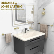 Plantex 304 Stainless Steel and Acrylic Bathroom Set/Glass Soap Holder & Tumbler Holder/Towel Rod/Napkin Holder/Robe Hook/Bathroom Accessories - Set of 5 (Black & Gold)