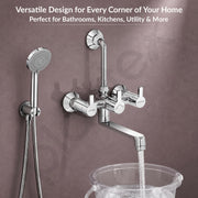Plantex Wall Mixer for Bathroom/Mixer with L-Bend Connector for Overhead Shower/Mixer Tap/2in1 Wall Mixer - (FLO-818, Chrome)