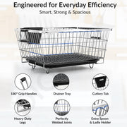 Plantex Stainless Steel Dish Drainer Basket for Kitchen Utensils/Dish Drying Rack with Drainer/Bartan Basket/Plate Stand (Size-54 x 40 x 24 cm/Chrome Finish)