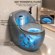 Plantex Imported Ceramic Western Toilet/Rimless Commode for Toilet/Siphonic Vacuum Jet Flush One Piece Commode With Soft Close Toilet Seat - S Trap Outlet (Glossy Grey)