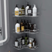 Plantex Self Adhesive Stainless Steel Bathroom Shelf for Wall/No Drill Corner Shelves for Bathroom Organiser/Wall Mounted Shelves Without Drill/Corner Shelf & Rack for Kitchen-(Chrome, Pack of 3)