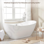 Plantex Acrylic Bathtub/1500mm Freestanding Bath tub for Adults/Deep Soaker Bathtub with Overflow, Popup and Drain Pipe (White, BSM-206)