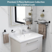 Plantex Cute 304 Grade Stainless Steel Towel Rack for Bathroom/Soap Holder/Napkin Ring/Tumbler Holder/Robe Hook/Bathroom Accessories - Black