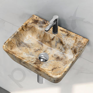 Plantex Wall Hung Wash Basin for Bathroom/Designer Ceramic Basin/Rectangle Countertop Washbasin/Home/Office (17 x 14 x 5 Inch)