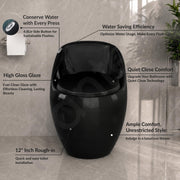 Plantex Imported Western Commode/Rimless Siphonic Vaccum Flush/One Piece Floor Mounted Commode with Soft Close Toilet Seat Cover - S Trap Outlet ( Black )