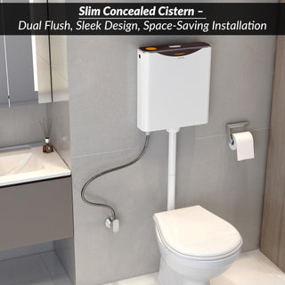 Plantex Flush Tank for Toilet with 10 Ltr Water Capacity/Dual Flushing Cistern for Bathroom/Polypropylene Toilet Flush Tank - Pack of 1 (Boss, Brown & White)